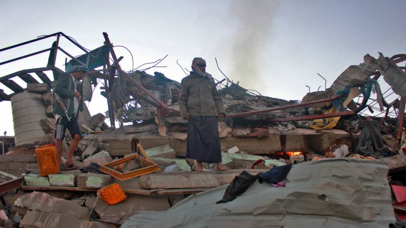 North Yemen homes destroyed today, AFP photo