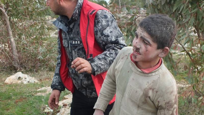 Injured child in Afrin, Syria