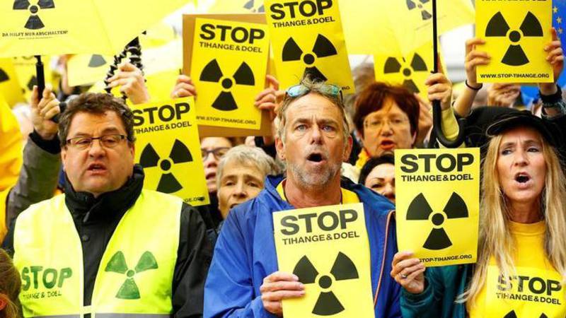 Demonstrators in Aachen, Germany today against nuclear plants, Reuters photo
