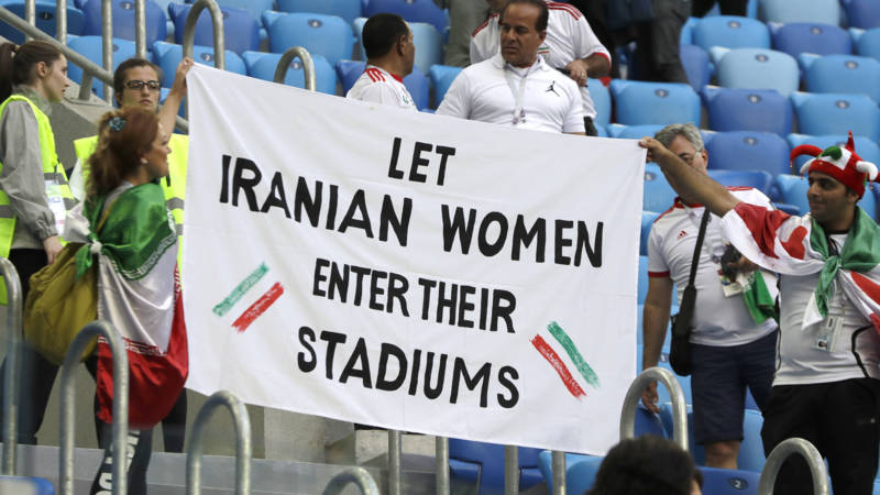 Protest during Iran-Morocco football match