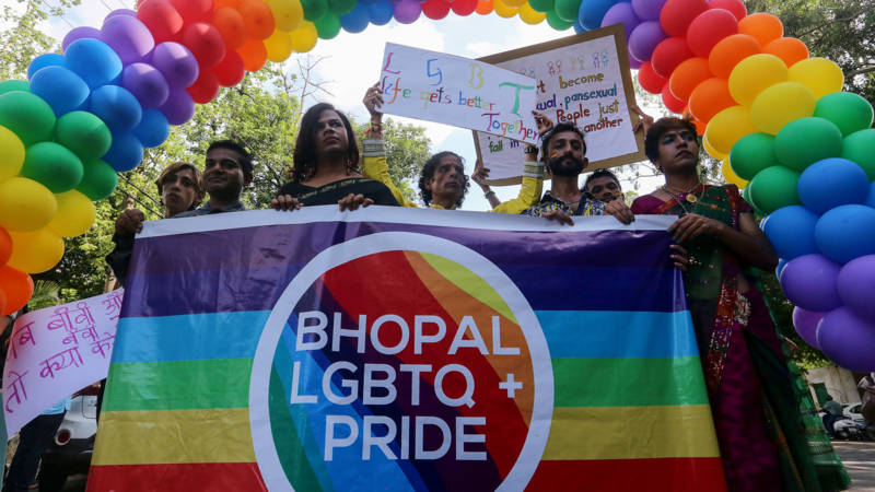 Pride demonstrators in Bhopal, India