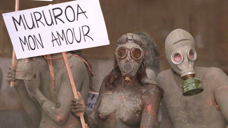 Demonstrators against a French nuclear bomb test on Mururoa, in september 1995. AFP photo