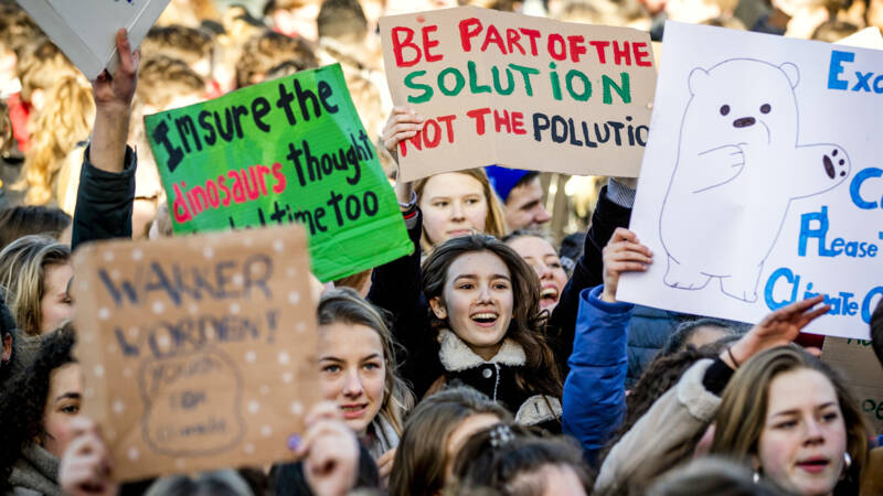 Dutch striking pro-climate students, The Hague, 7 February 2019, ANP photo