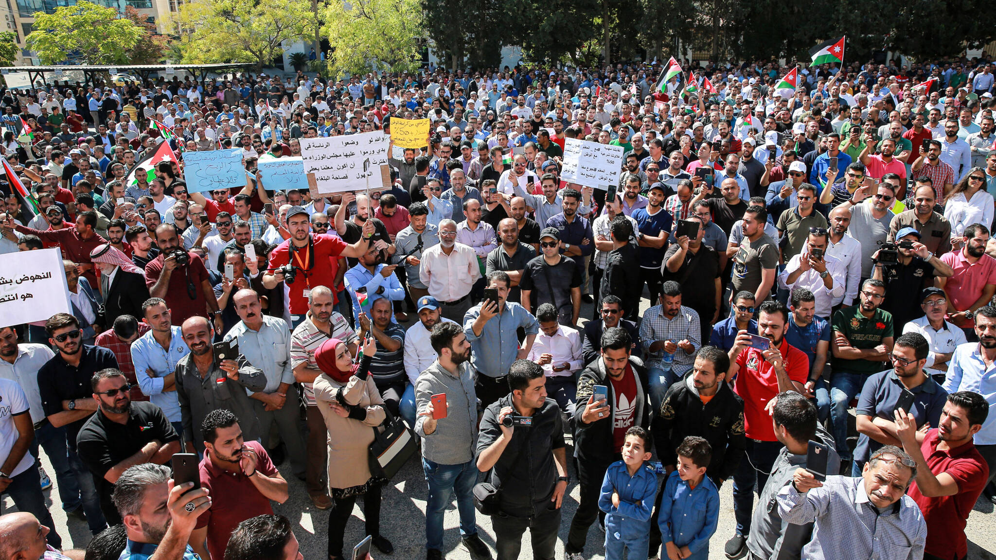 Striking teachers rally in Amman, Jordan, early October 2019, AFP photo